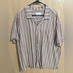 Goodfellow & Co Men's Tan and White Striped Shirt
